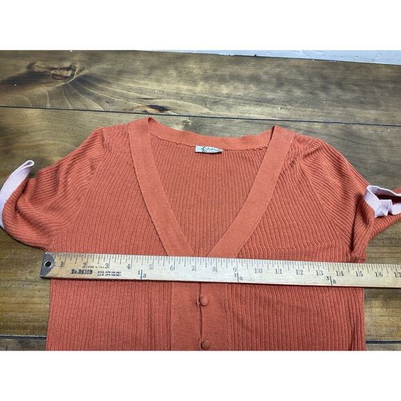 Free People | Cropped Top | Women’s S | Orange | Ribbed V-Neck Button Front - Picture 7 of 10